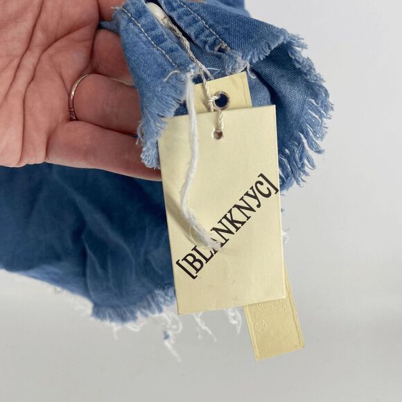 Blank NYC Womens light blue new chambray short sleeve mini shirt dress xsmall - Picture 2 of 6